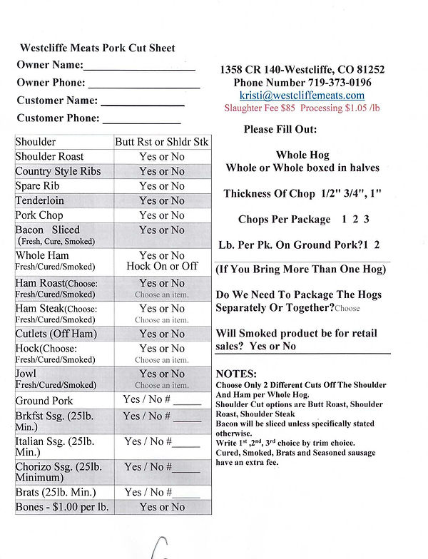 Pork Cut Sheet | mysite